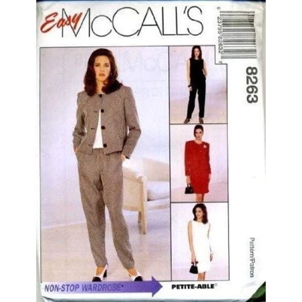 McCalls Sewing 8263 Lined Jacket Dress Top Pants Skirt Misses Sz 14-18